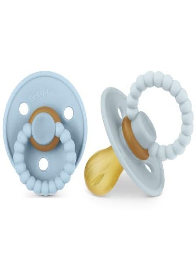 Bleu La La Luladream Pacifier - Natural Rubber Nipple - Soft Teething Handle - for Infants Baby's and Toddlers, 0-18 Months (Sky Blue + Ash Blue) - Image 1